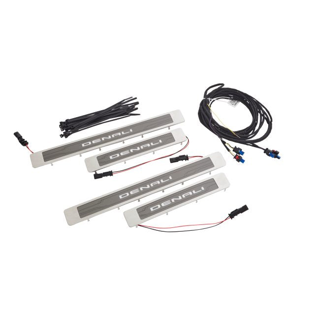 Illuminated Front and Rear Door Sill Plates with Denali Script gmc yukon 2021-2023