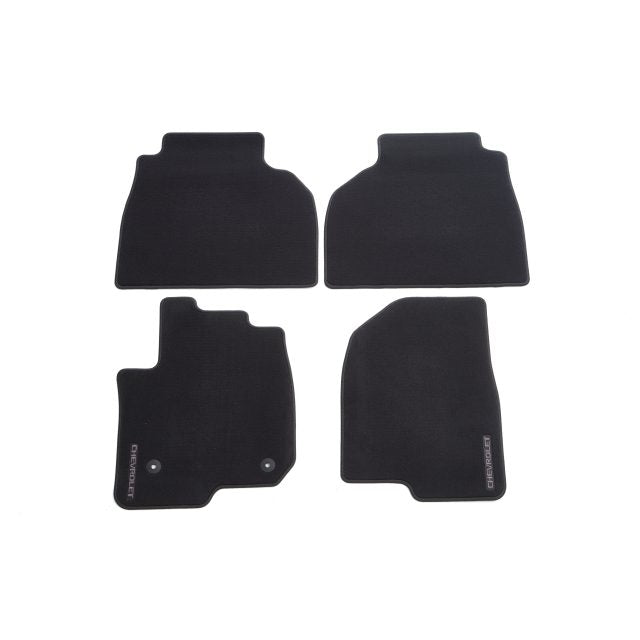 Crew Cab First- and Second-Row Carpeted Floor Mats in Jet Black with Chevrolet Script.SILVARADO MODEL 2023