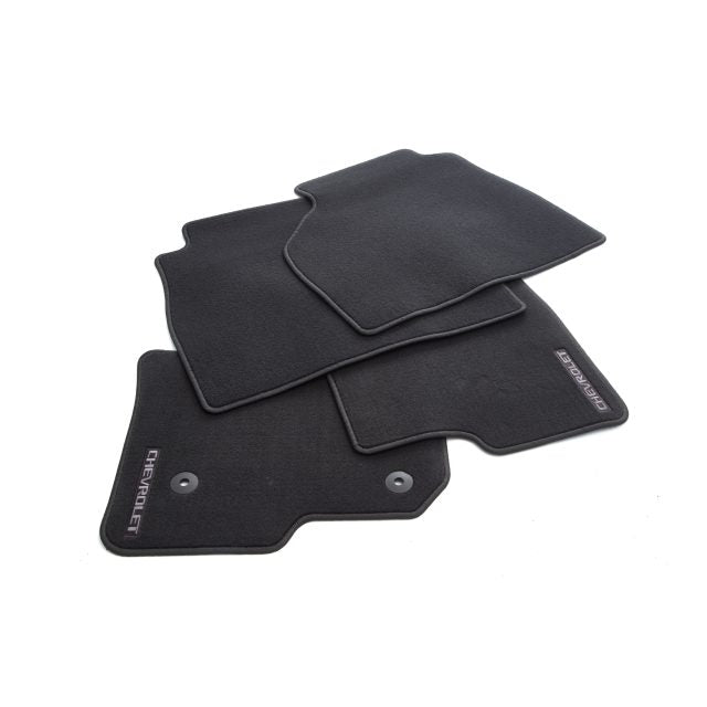 Crew Cab First- and Second-Row Carpeted Floor Mats in Jet Black with Chevrolet Script.SILVARADO MODEL 2023