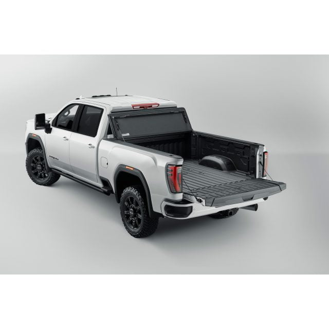 Standard Bed Hard Folding Tonneau Cover in Matte Black by REV® - Associated Accessories GMC & CHEVROLET