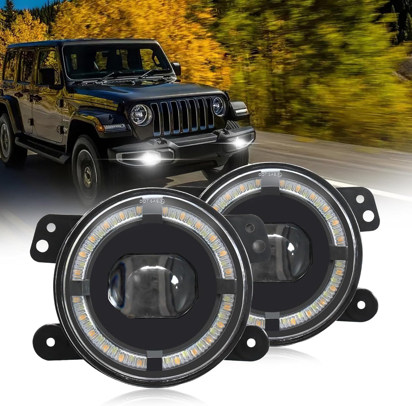 HEIMAO 4 Inch 200W LED Fog Lights For Jeep Wrangler JK & JL & Gladiator 2007-2025