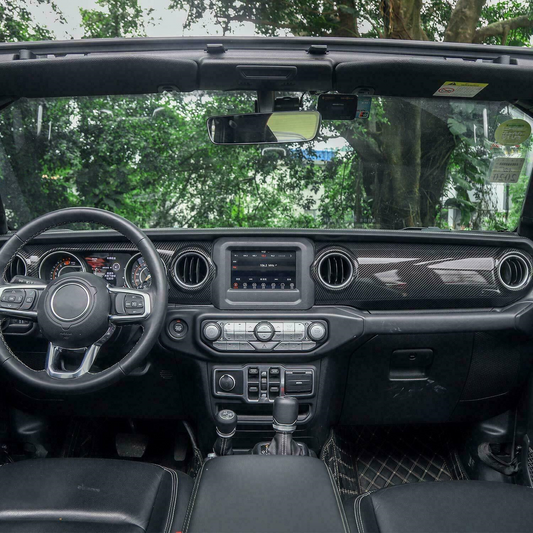 Carbon Fiber Console Dashboard Cover Trim For Jeep Wrangler JL & Gladiator 2018-2024