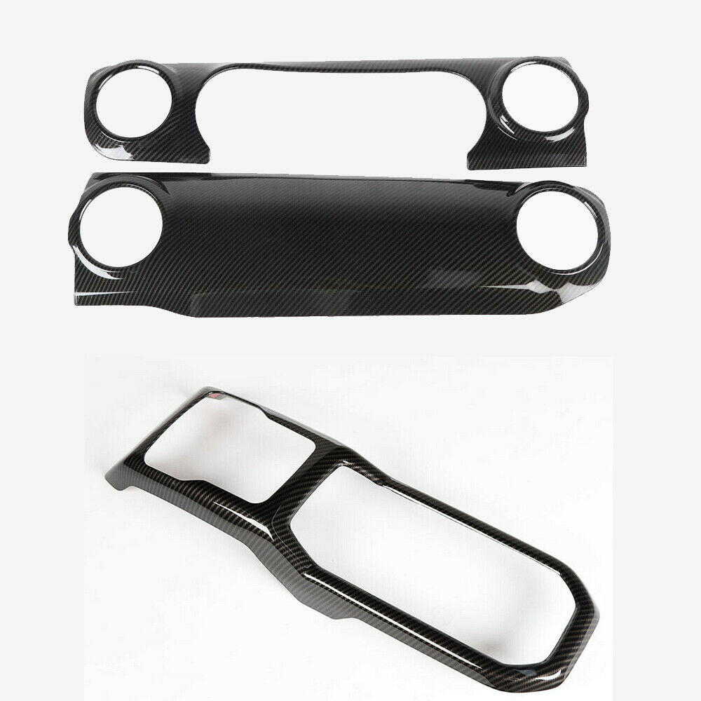 Carbon Fiber Console Dashboard Cover Trim For Jeep Wrangler JL & Gladiator 2018-2025