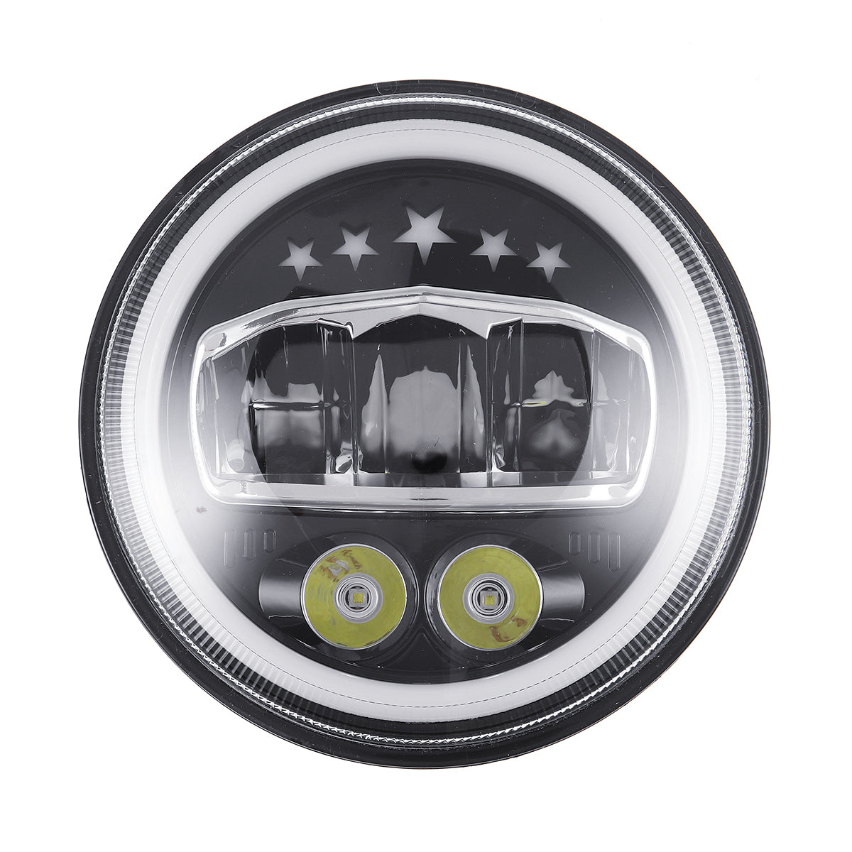 Star Headlight White LED with 2 Colors Ring for Jeep Wrangler JK 2007-2017