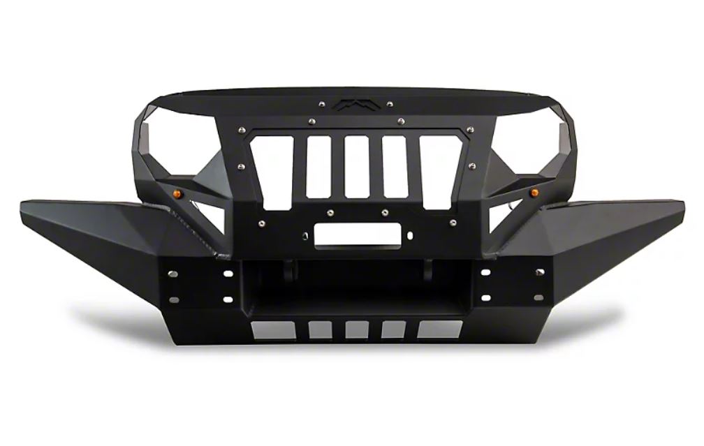 Fab Fours Grumper Full Width Black Front Winch HD Bumper for Jeep Wrangler JK 2007-2017