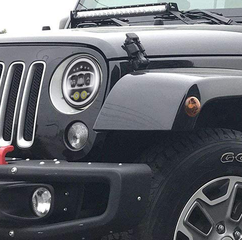 Star Headlight White LED with 2 Colors Ring for Jeep Wrangler JK 2007-2017
