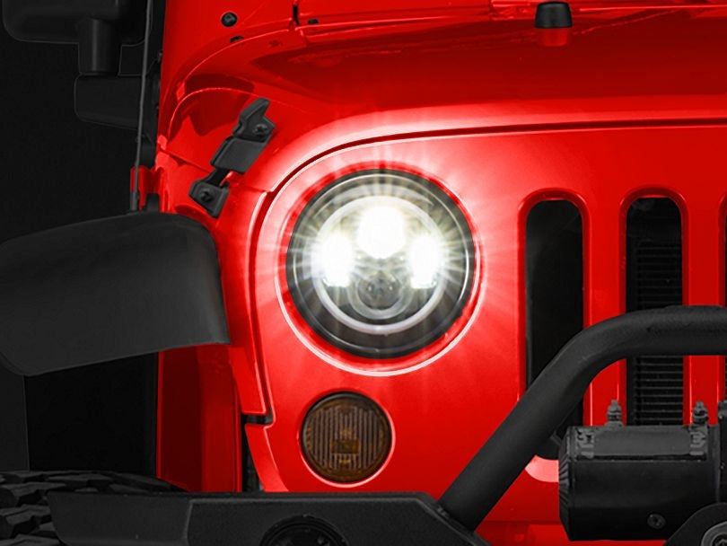 Headlight White LED with 2 Colors Ring for Jeep Wrangler JK 2007-2017