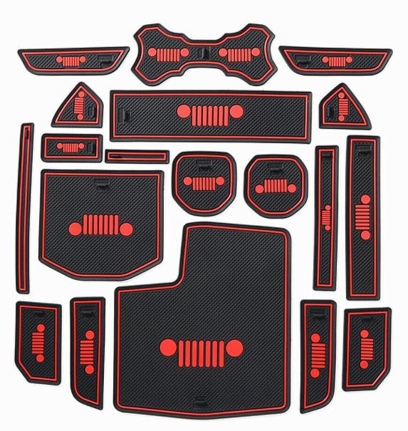 19 Pcs Cup Holder Mats Kit for Wrangler JL 2018-2024