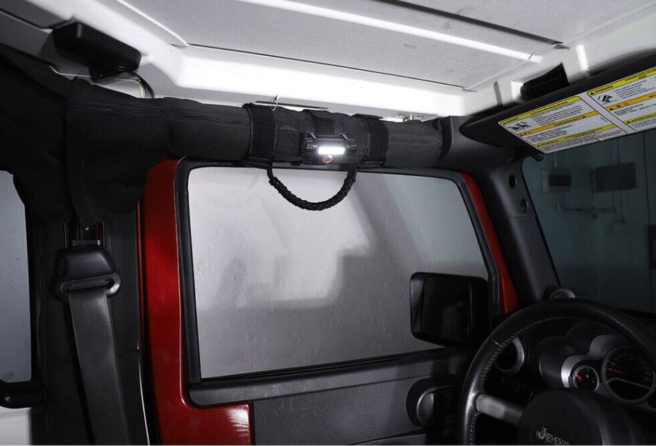 1Pcs Black & Red Grab Handles With LED Light for Jeep Wrangler JK & JL 2007-2024
