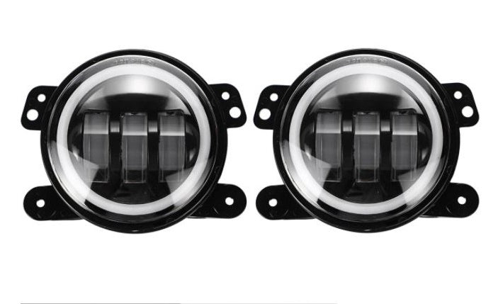4 inches Led Fog Lights with Halo Ring for Jeep Wrangler JK & JL 2007-2025