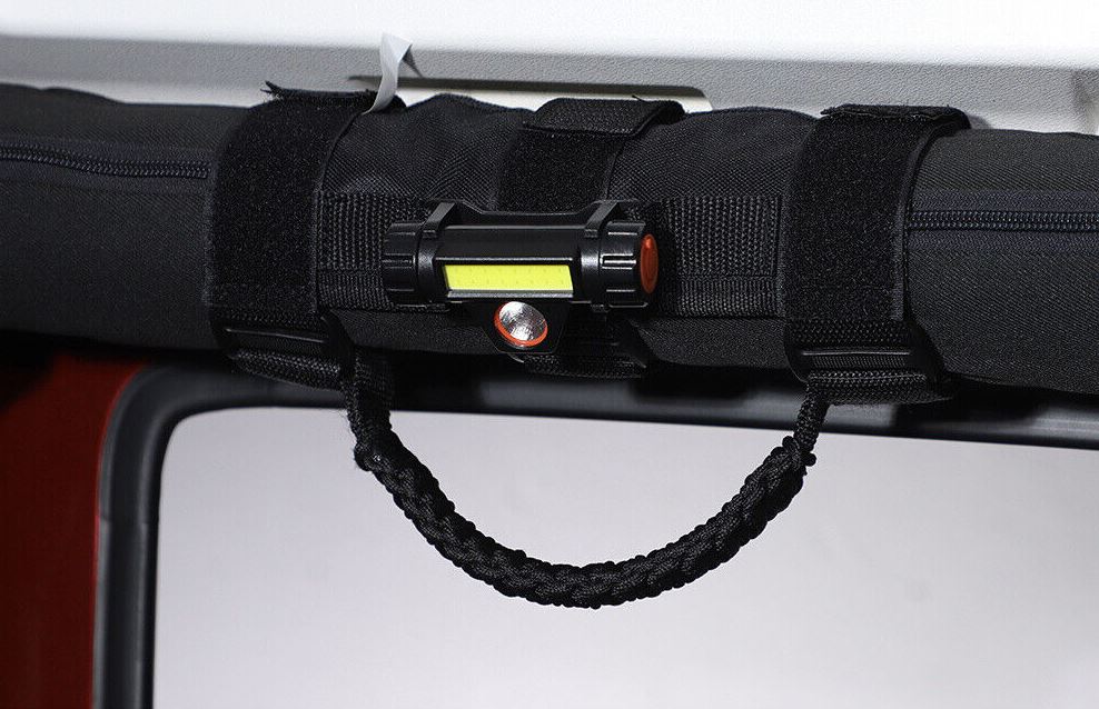 1Pcs Black & Red Grab Handles With LED Light for Jeep Wrangler JK & JL 2007-2023