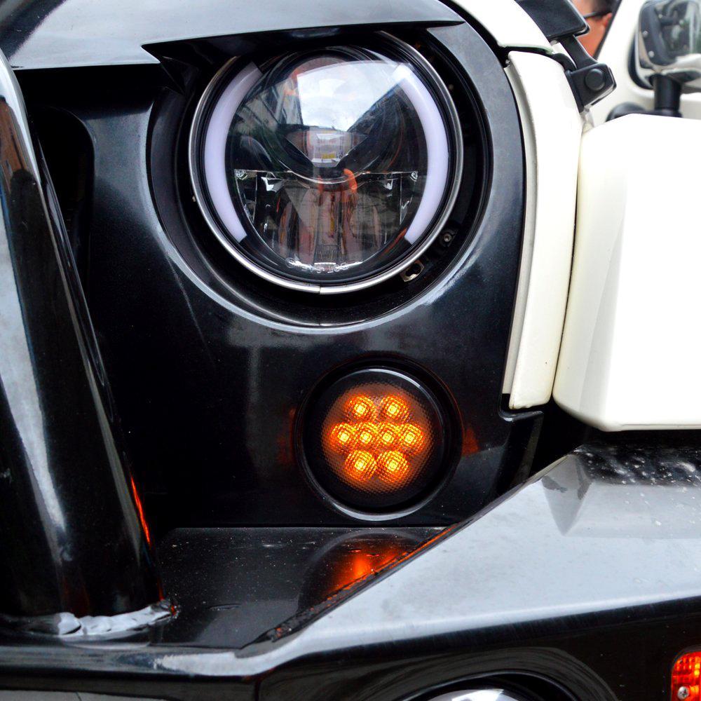 Shark Grille & Smoke Turn Signal Lights Combo for Jeep Wranger JK/ JKU