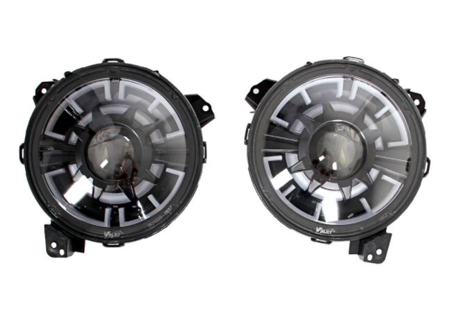 Headlight White LED with Oculus DRL for Jeep Wrangler JL & Gladiator 2018-2023