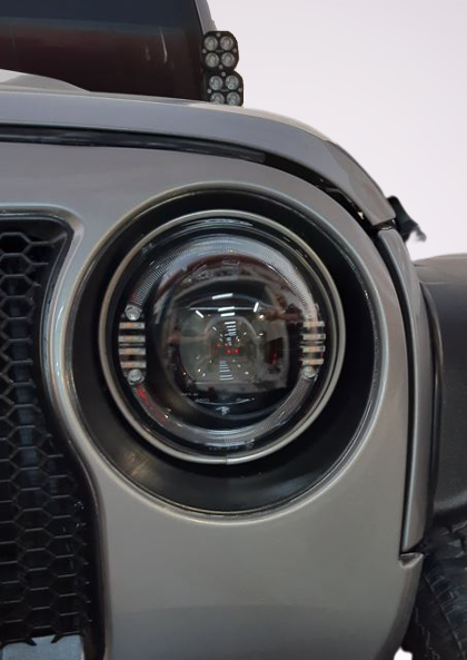 Headlight White LED with Ring for Jeep Wrangler JK 2007-2017
