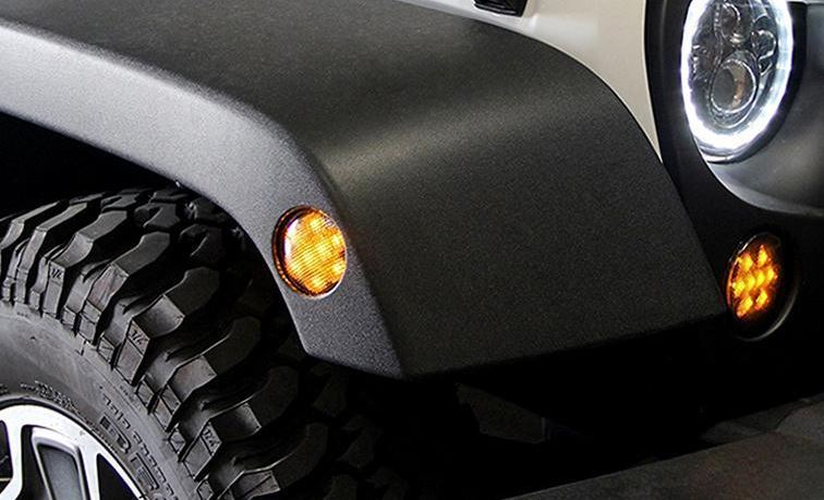 2 Smoked LED Front Fender Light for Wrangler JK 2007-2017