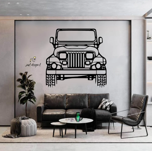 Wall painting JEEP Wrangler Sahara 1988 Front car (size 80 cm )