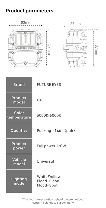 FUTURE EYES C4 120W LED Auxiliary Off-Road Lights