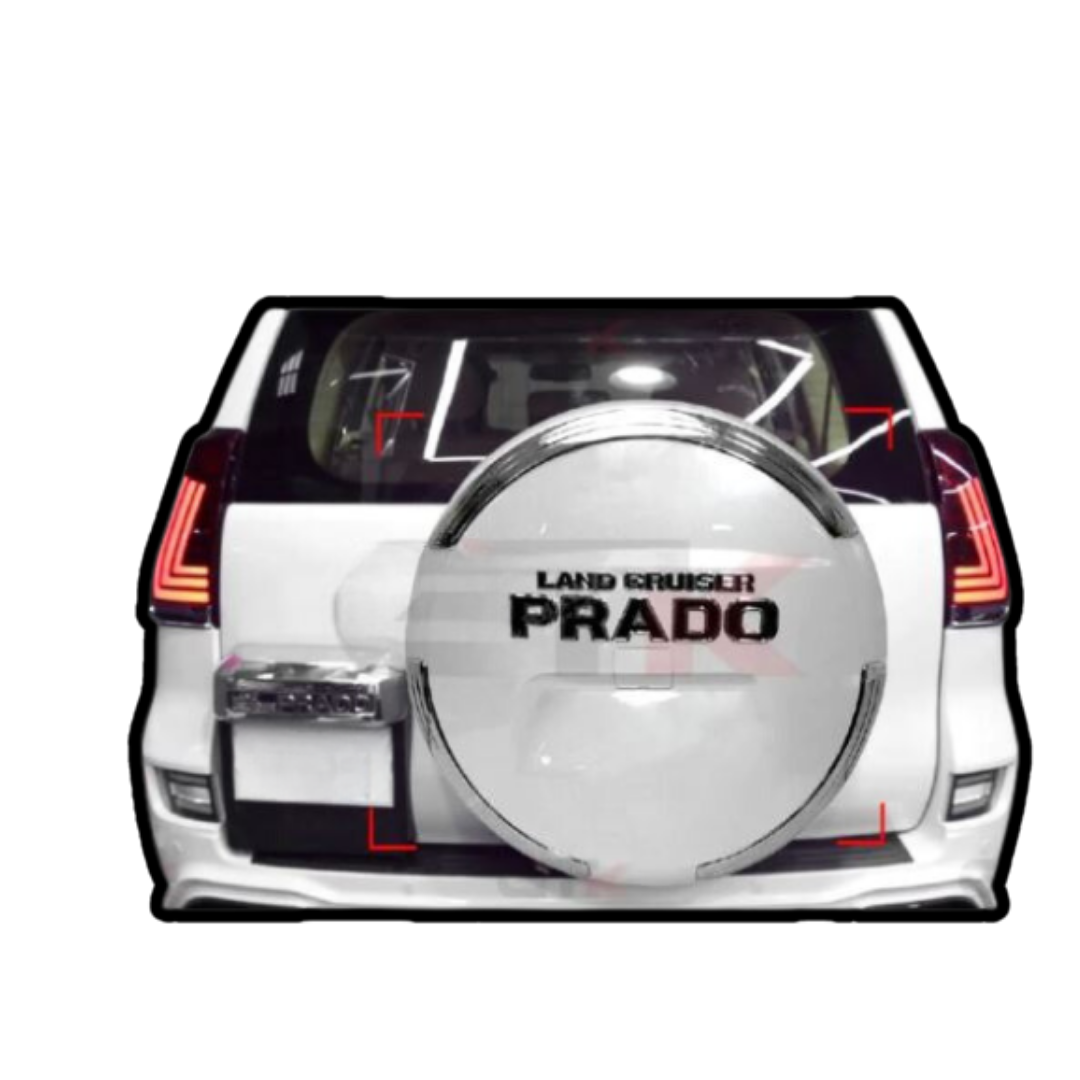 ABS Spare Tire Cover For Prado FJ150 2010-2017, Chrome+White