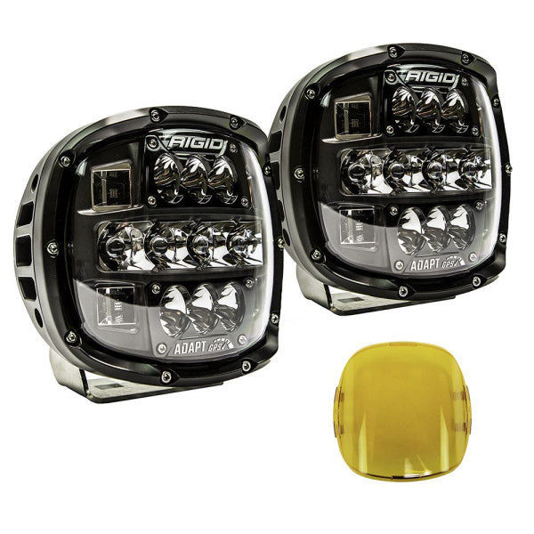 RIGID LIGHT Adapt XP Xtreme LED Lights With Yellow Covers, (6 Inch) Pair