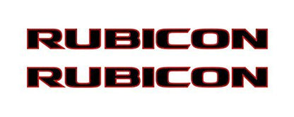 2 pec Jeep wrangler rubicon 10A style 2 color hood decal sticker pair black with red outline die cut