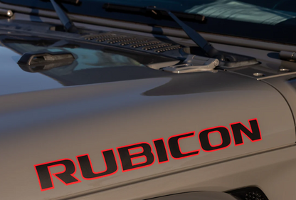 2 pec Jeep wrangler rubicon 10A style 2 color hood decal sticker pair black with red outline die cut
