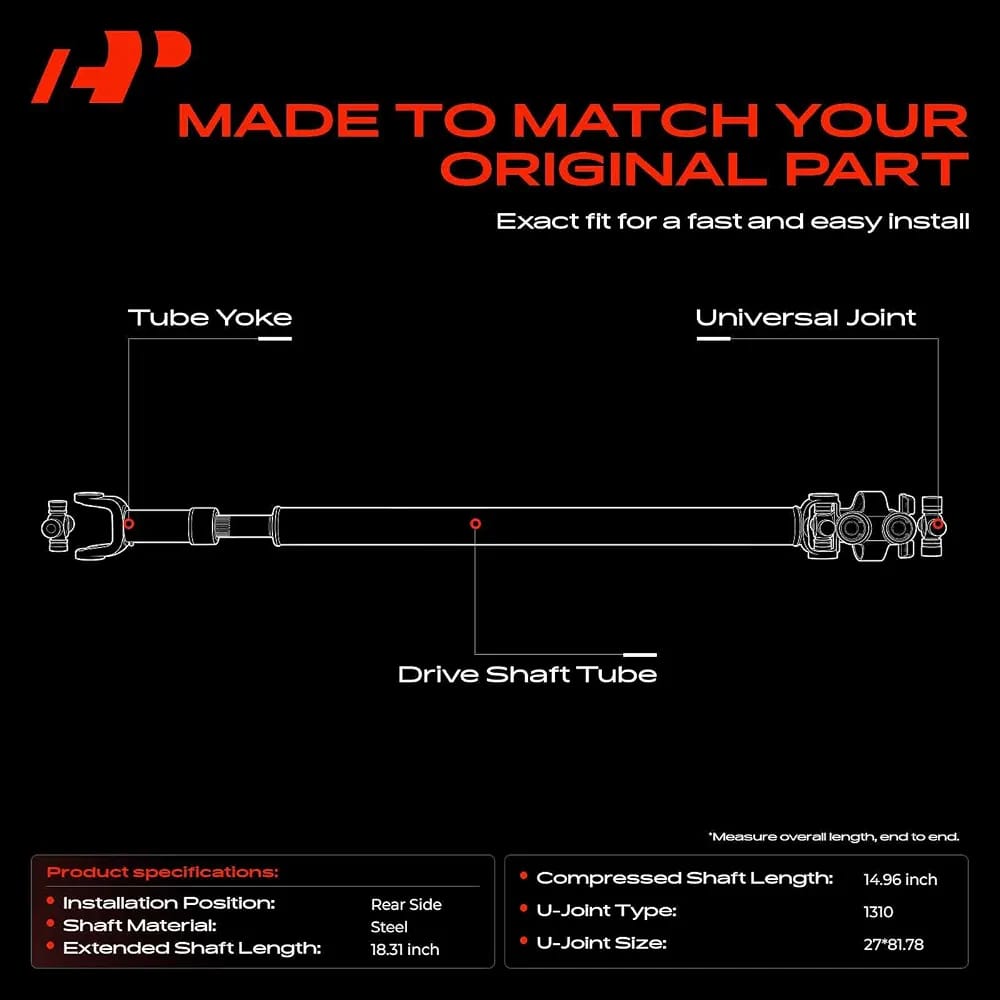 REAR DRIVE SHAFT FOR JEEP WRANGLER 4DOOR JK 2007 & 2018