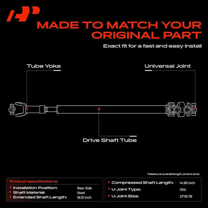 REAR DRIVE SHAFT FOR JEEP WRANGLER 4DOOR JK 2007 & 2018