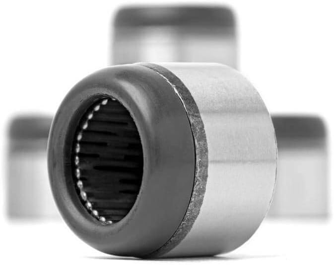 Close-up of a mechanical bearing component on a white background