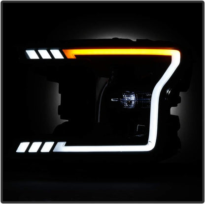 Headlights For Ford F150 Black Switchback Signal LED Tube Projector 2018+