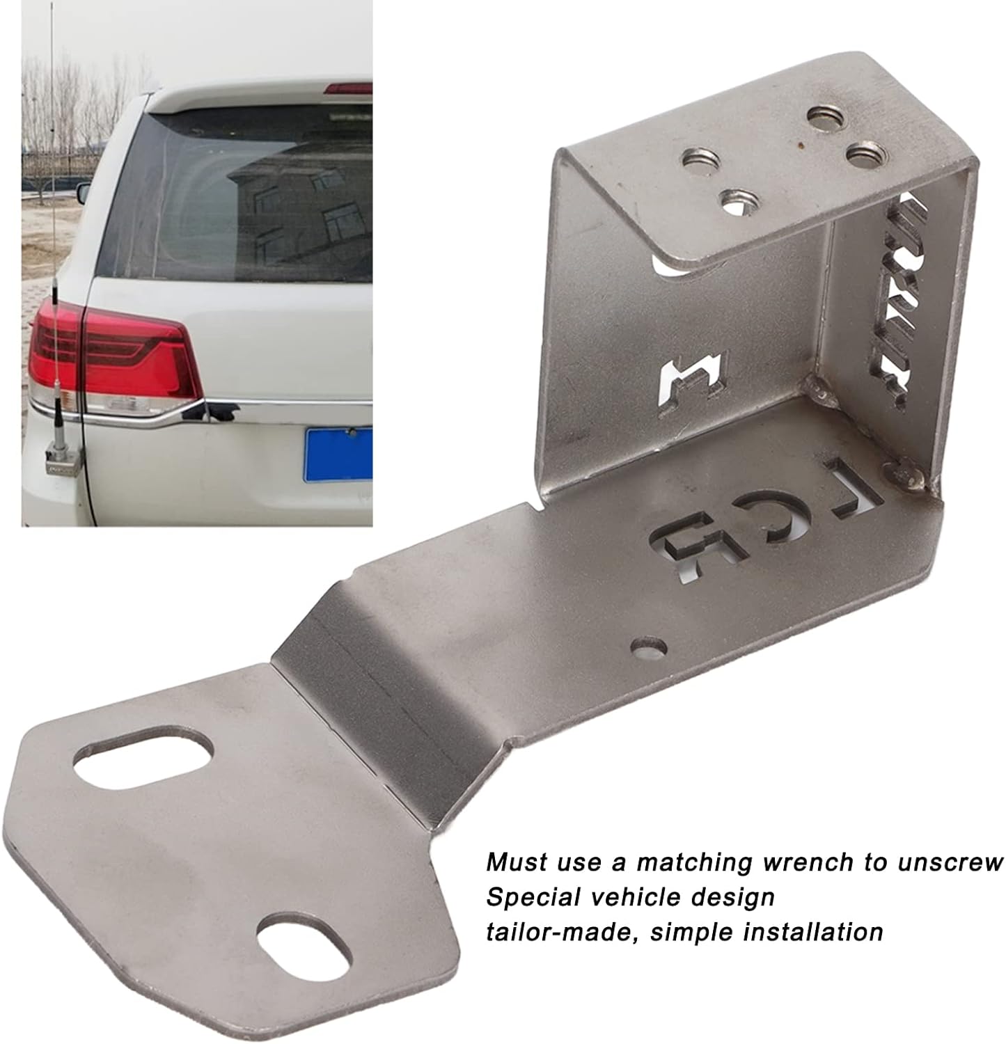 Stainless Steel Antenna Mount  for Car Main Assistant Driving Position for Land Cruiser LC200 (Silver)
