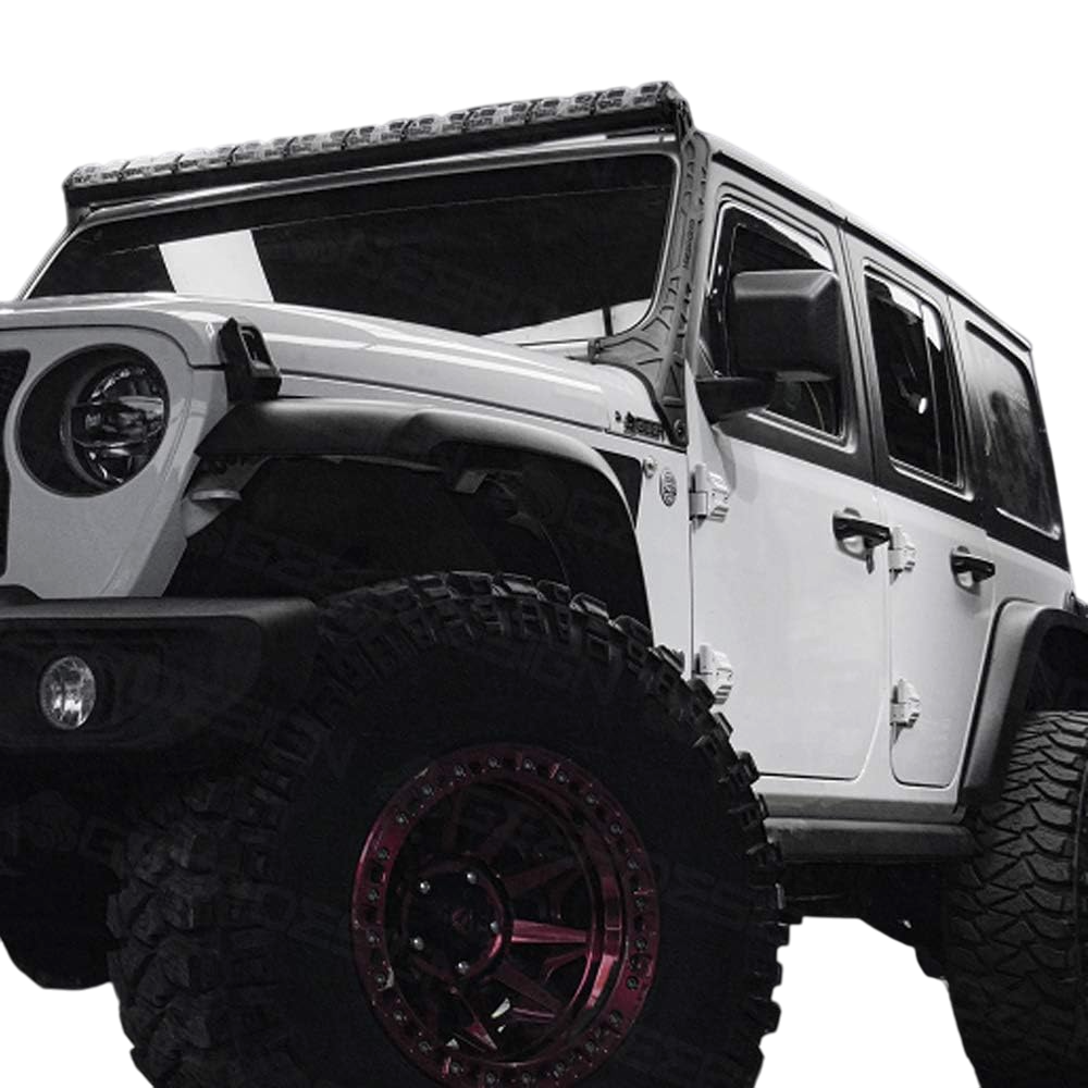 Windshield Single 52 Inch LED Light Bar Mounts for Jeep Wrangler JL & Gladiator 2018-2025