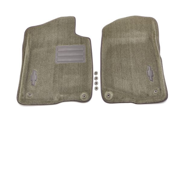 Front Carpeted Floor Mats in Titanium with Bowtie Logo. CHEVROLET