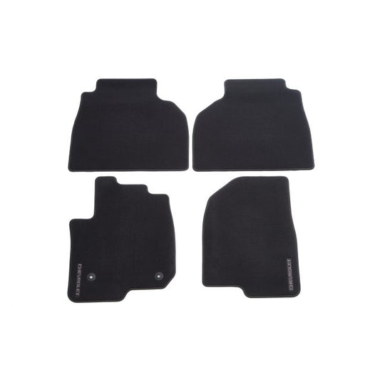Crew Cab First- and Second-Row Carpeted Floor Mats in Jet Black with Chevrolet Script.SILVARADO  MODEL 2023