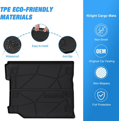 Car Cargo Liner Trunk Mats Boot Tray Carpet Interior Accessories For JEEP Wrangler JL 2018 - 2025