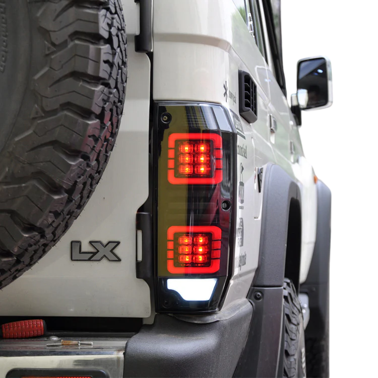 Smoked Halo LED Tail Lights for Toyota Land Cruiser 76 Series 1984-2021