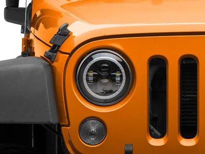 RGB Headlight White Beam with 7 Colors Ring for Jeep Wrangler JK 2007-2017