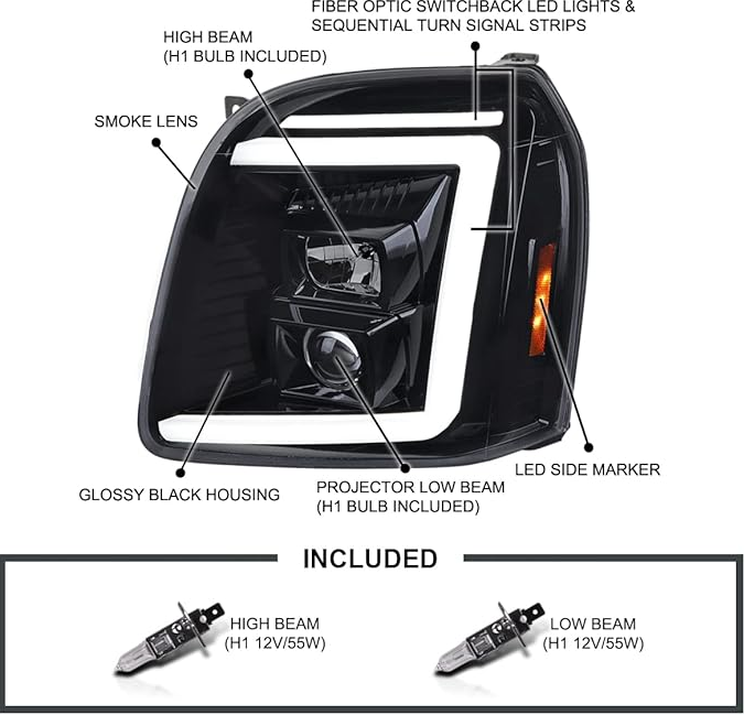 LED Headlights With DRL Tube GMC Yukon 2007-2014