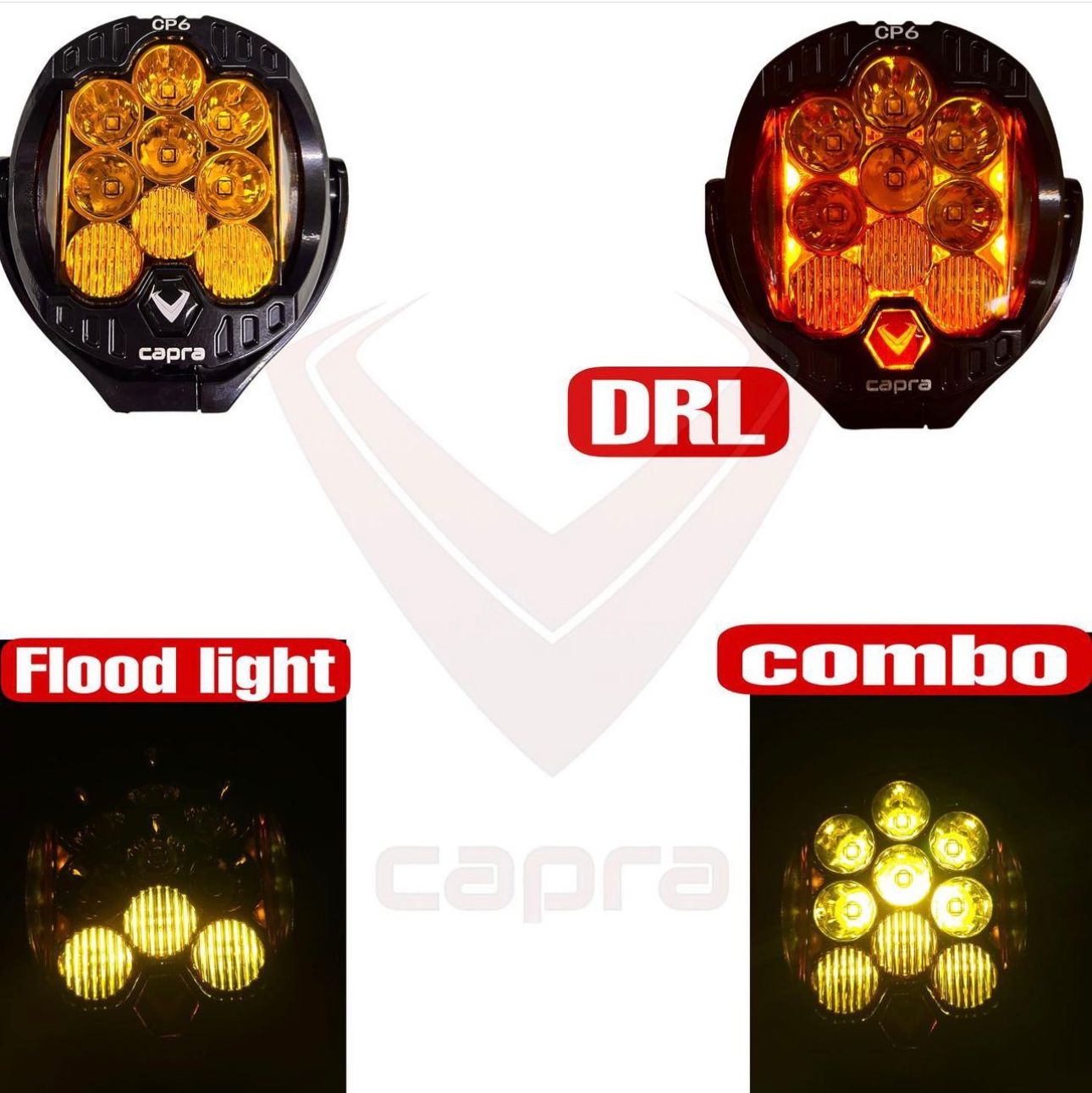 2 Pcs 6 Inch Yellow & white LED Light with DRL CP6 ( CAPRA )