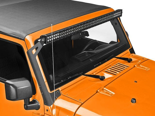 Windshield Single 50 Inch LED Light Bar Mounts for Jeep Wrangler JK & JL & Gladiator 2007-2025