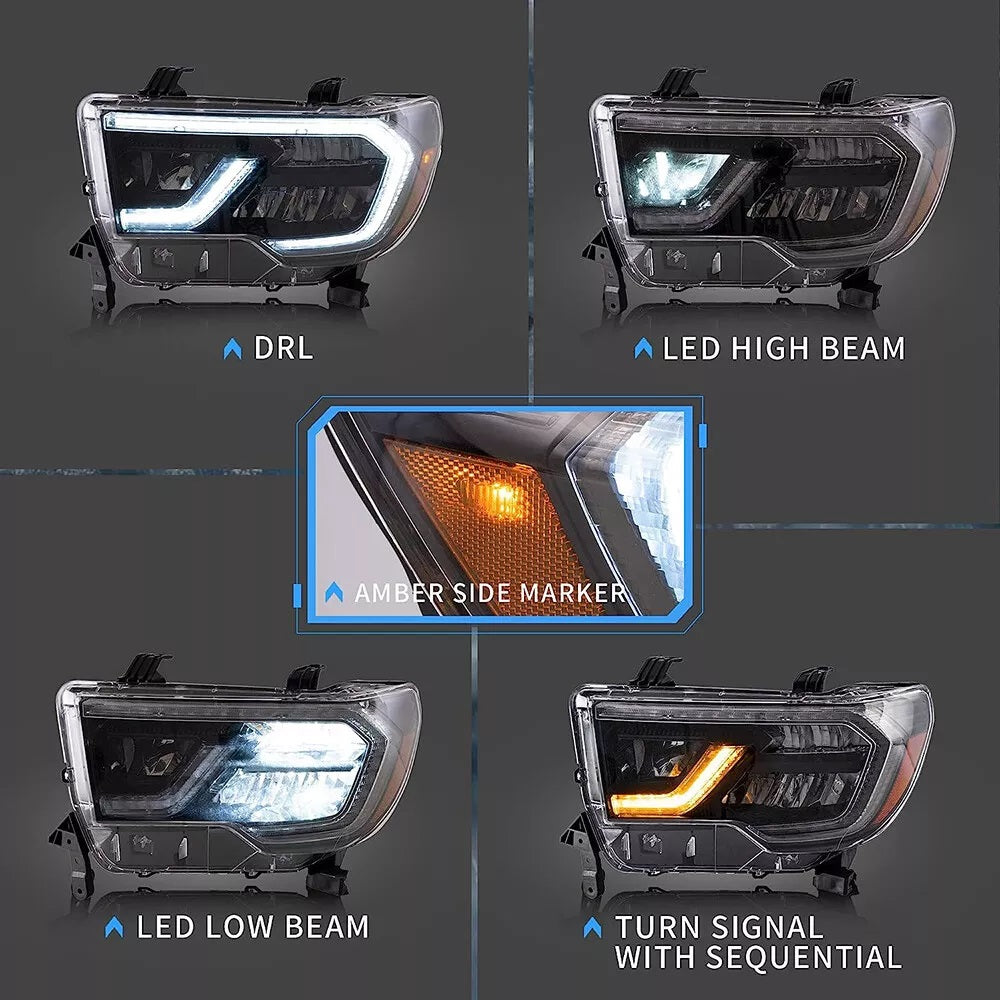Headlights With DRL For Toyota Tundra & Sequoia 2007-2013