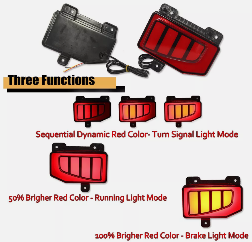 LED Rear Bumper Reflector Brake Light For Jeep Gladiator 2020 - 2025