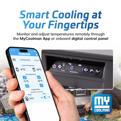 MY COOLMAN Professional Series, 53L, "The Explorer", Dual Zone Fridge Freezer With Power Pack & Pouch Bundle