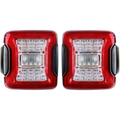 Red And White 3D LED Tail Light For Jeep Wrangler JL 2018-2025