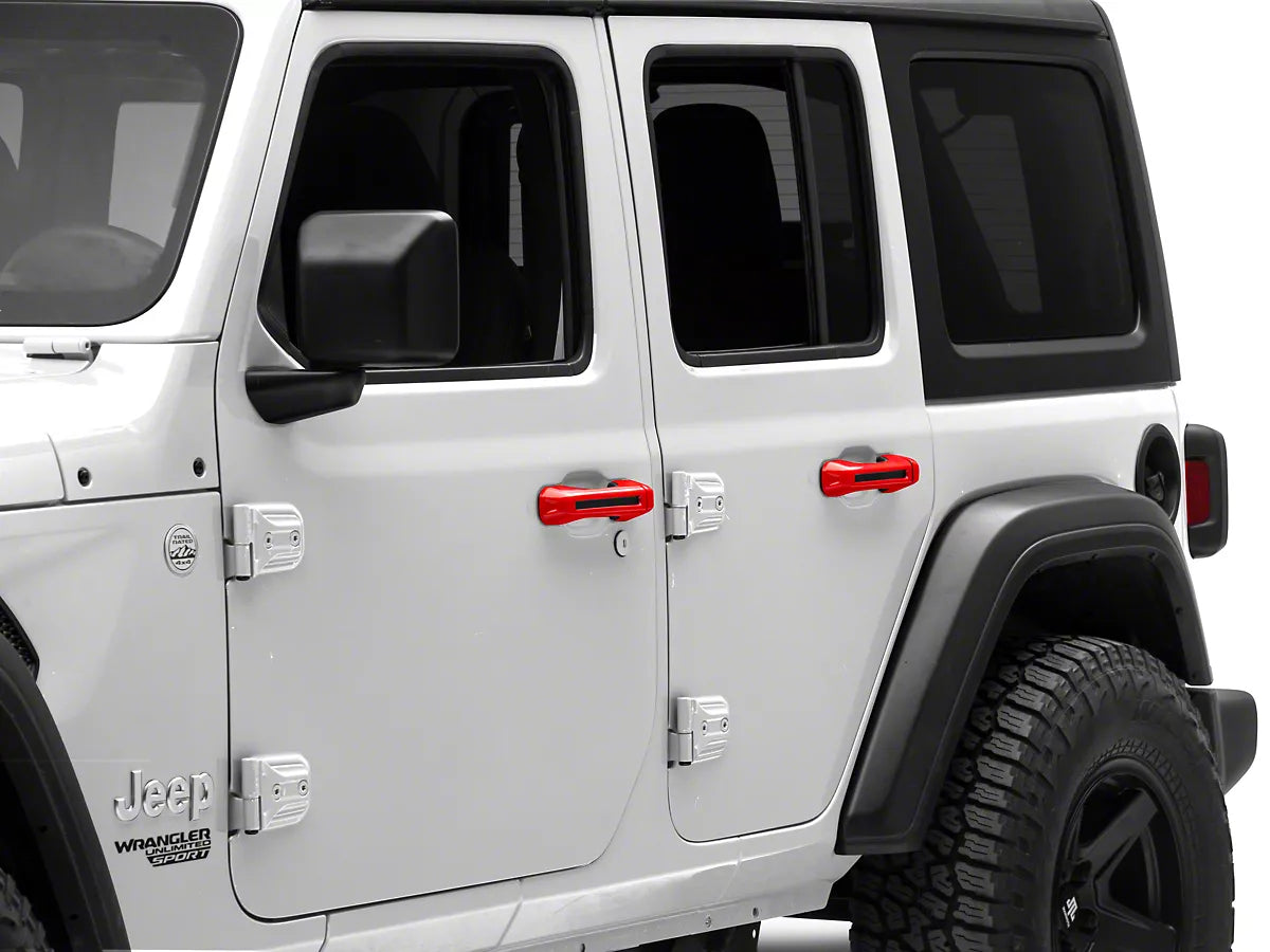 5 Pcs Red & Chrome Door Handle Cover for Wrangler JL 2018-2025