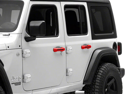 5 Pcs Red & Chrome Door Handle Cover for Wrangler JL 2018-2025