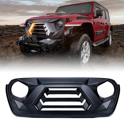 Patent angry eye design grille with amber turn signal fang light  for Jeep Wrangler JL & Gladiator 2018-2023