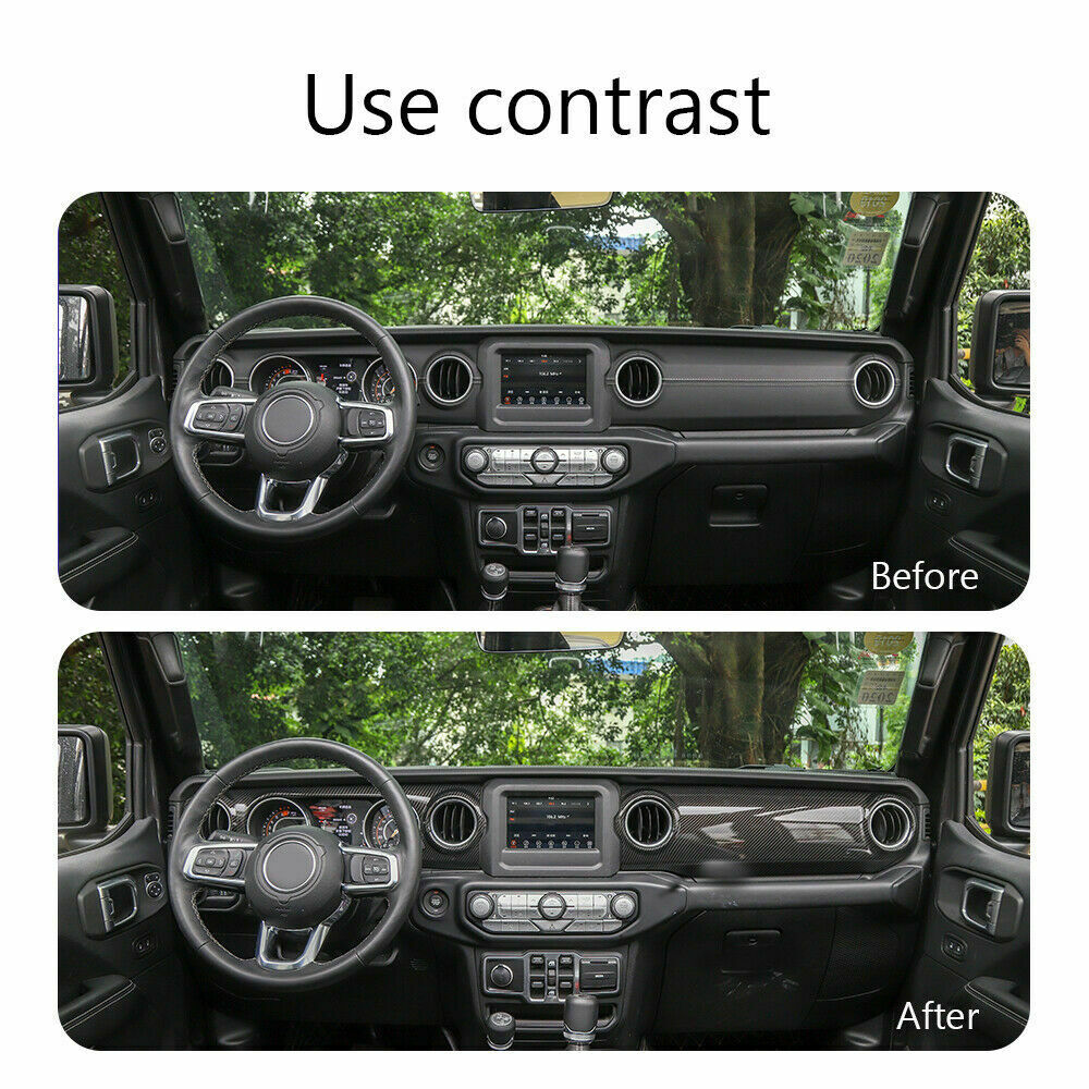 Carbon Fiber Console Dashboard Cover Trim For Jeep Wrangler JL & Gladiator 2018-2025
