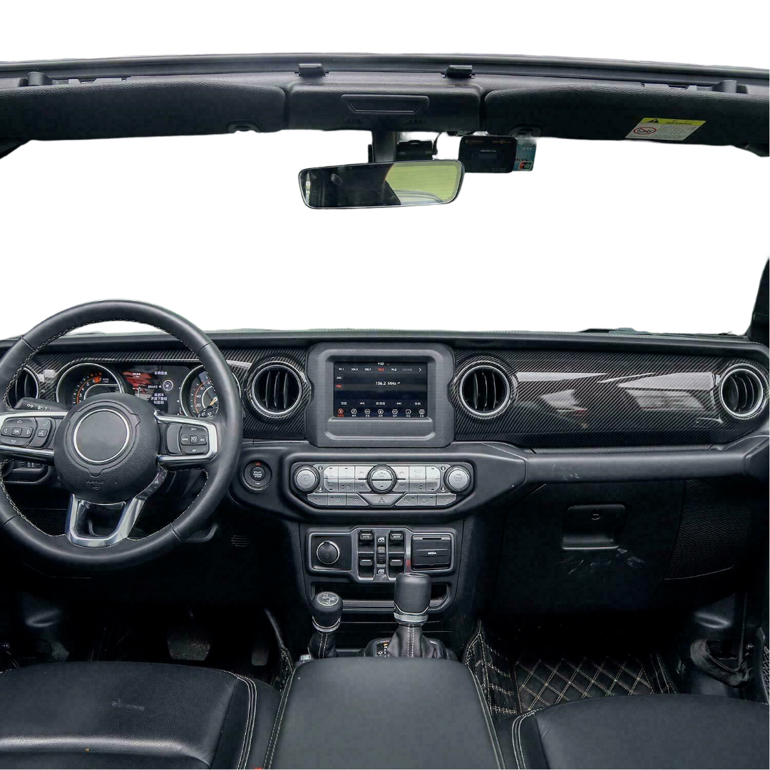 Carbon Fiber Console Dashboard Cover Trim For Jeep Wrangler JL & Gladiator 2018-2025