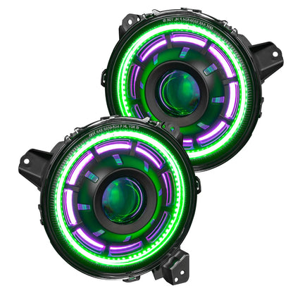 Oracle Headlight White LED With RGB Ring for Jeep Wrangler JL & Gladiator 2018-2025