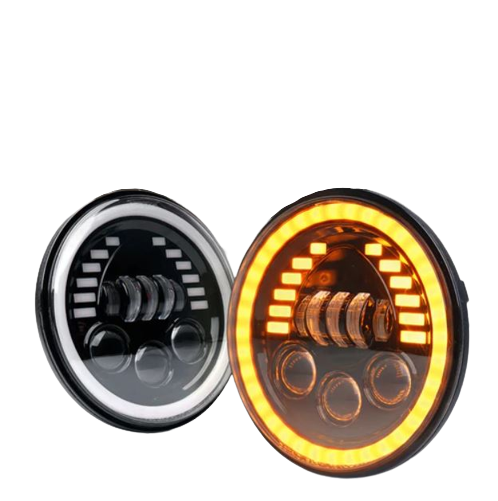 Headlight White LED with 2 Colors Ring for Jeep Wrangler JK 2007-2017